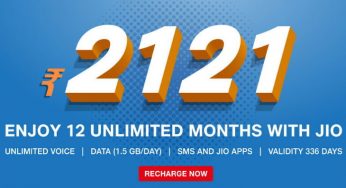 Jio launches Rs 2121 prepaid plan, will get 1.5 GB high-speed data daily for 336 days